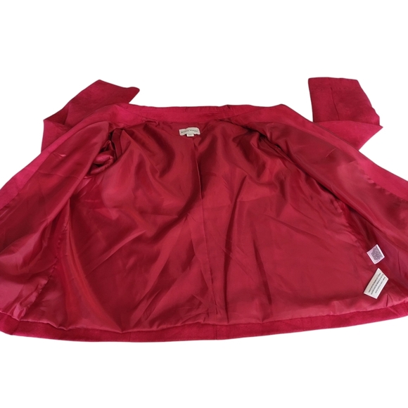 Studio Works Women's Red Faux Suede Lined ZIP Up Lined Blazer Jacket Size 16P - Picture 6 of 8